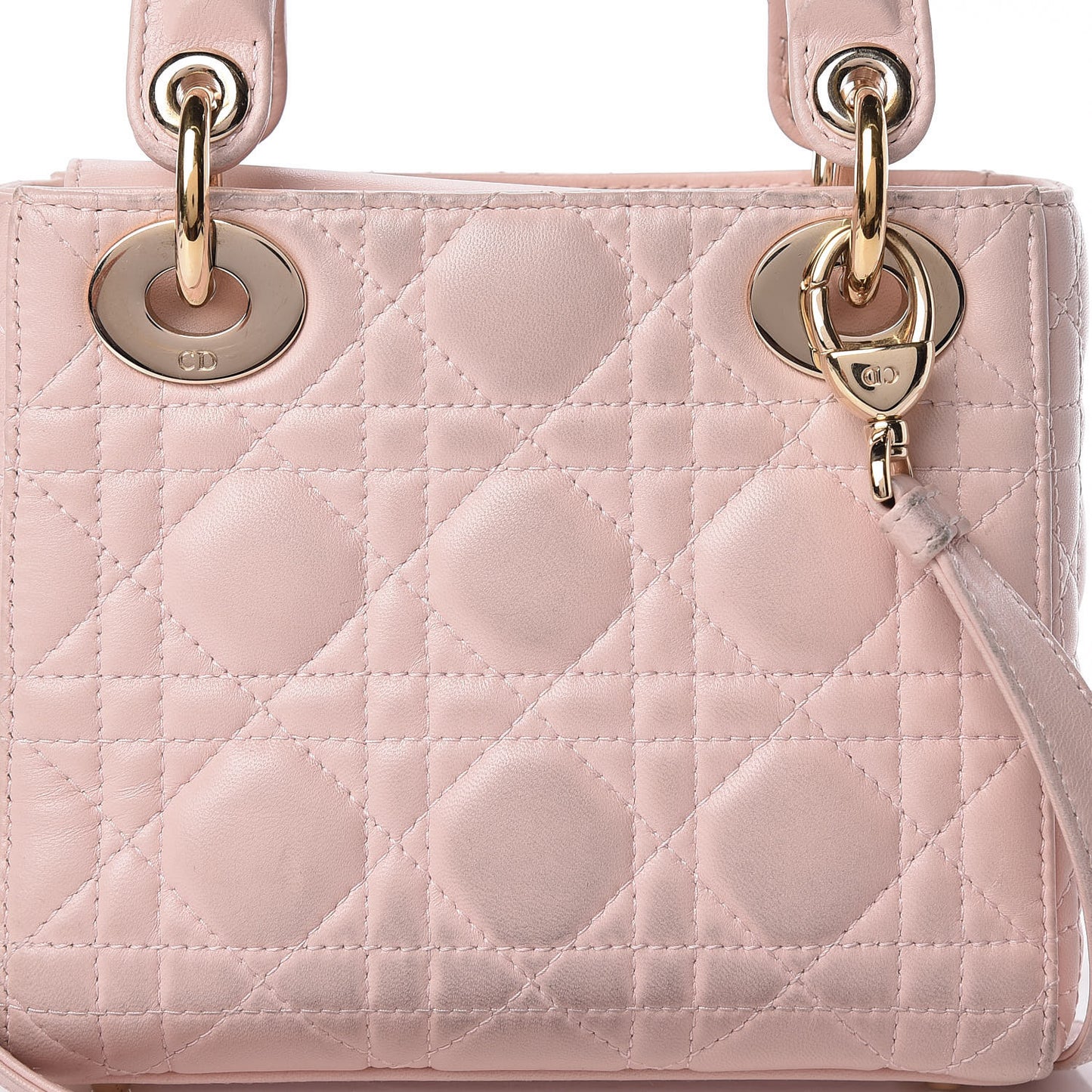 Lambskin Cannage Mini Lady Dior Rose Poudre