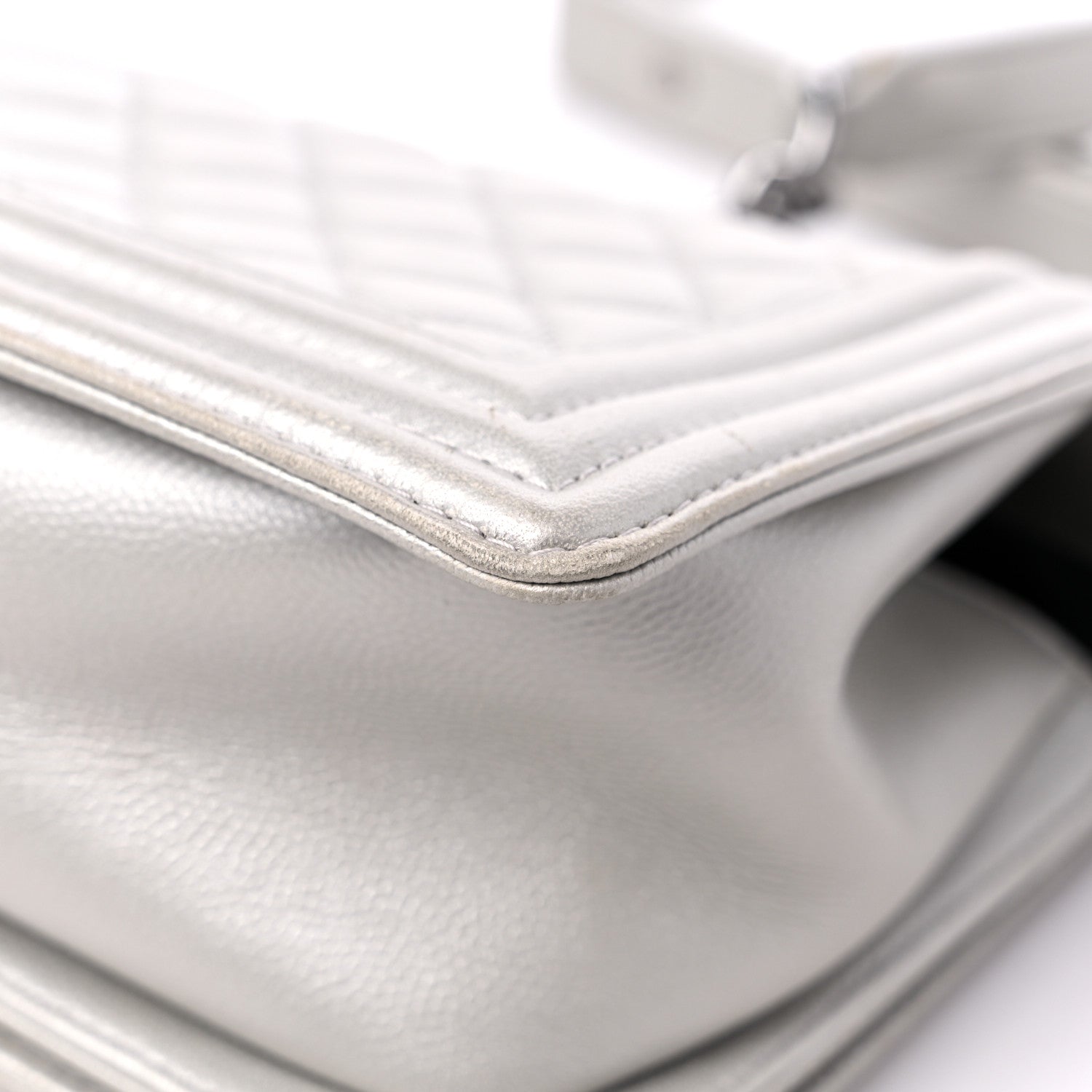 Chanel Metallic Caviar Quilted Medium Boy Flap Silver 11 of 14