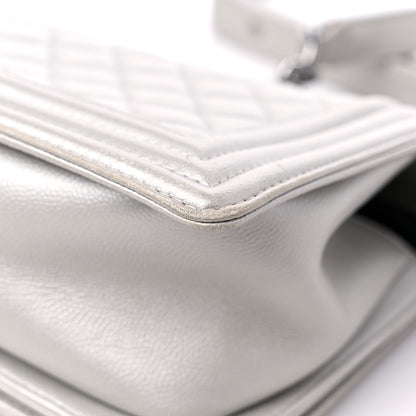 Chanel Metallic Caviar Quilted Medium Boy Flap Silver 11 of 14