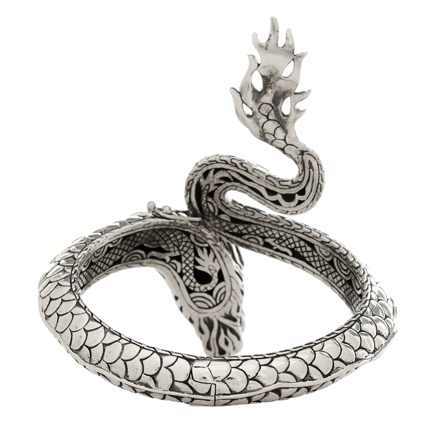 John Hardy Sterling Silver 18K Yellow Gold Naga Dragon Kick Cuff Bracelet 3 of 4