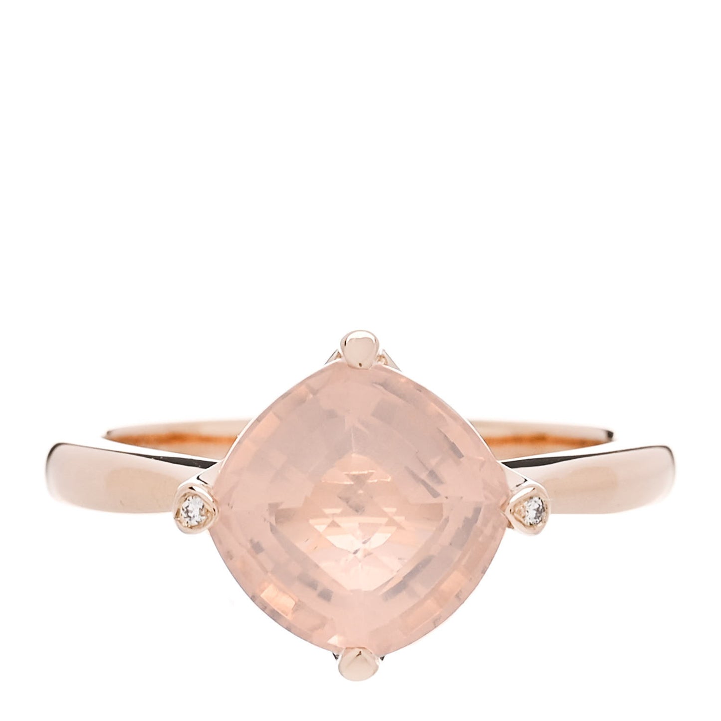 18K Pink Gold Diamond Rose Quartz Inde Mysterieuse Ring 54 6.75