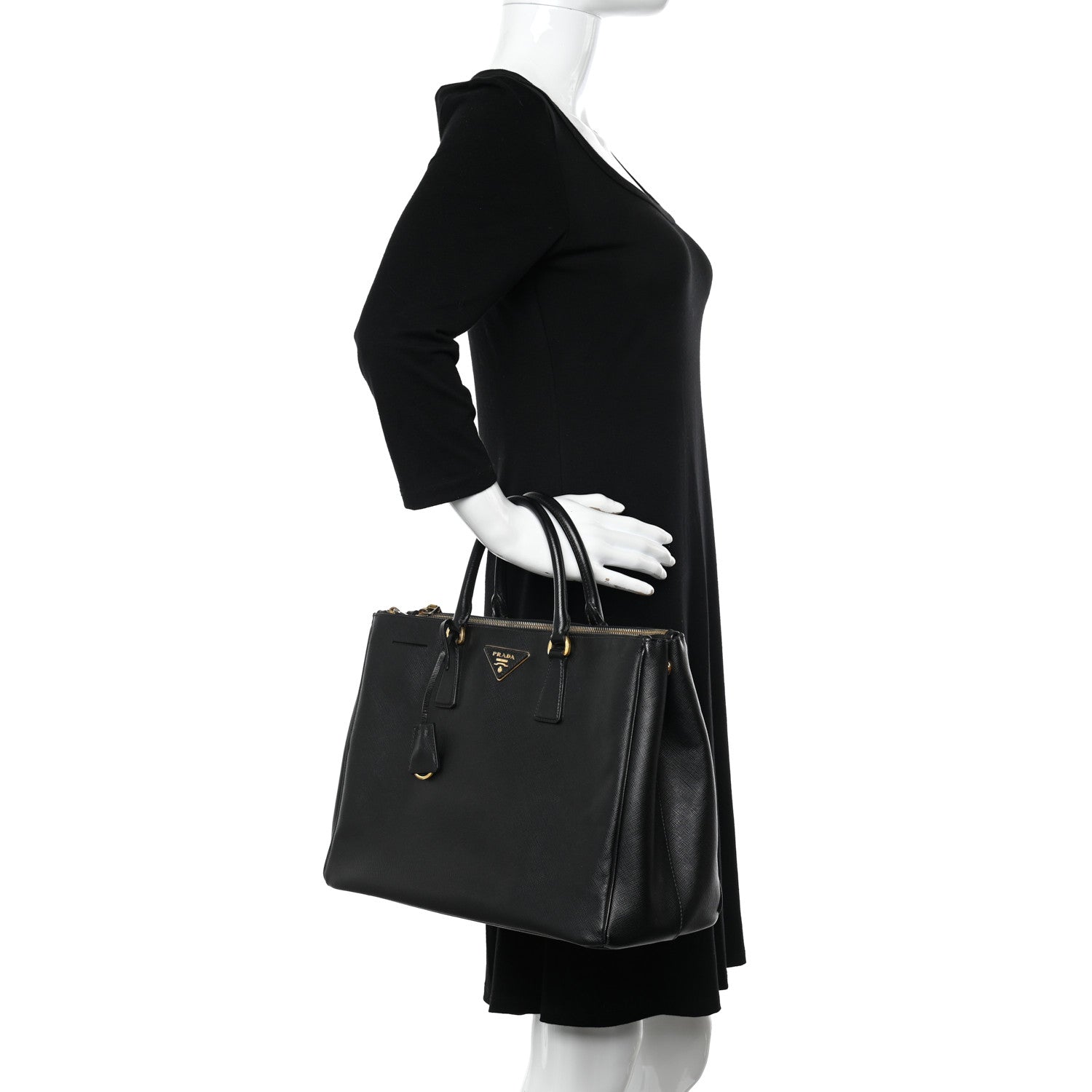 Prada Saffiano Large Galleria Double Zip Tote Black 2 of 16