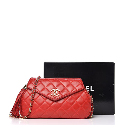 Chanel Lambskin Quilted CC Tassel Flap Red 26 of 26