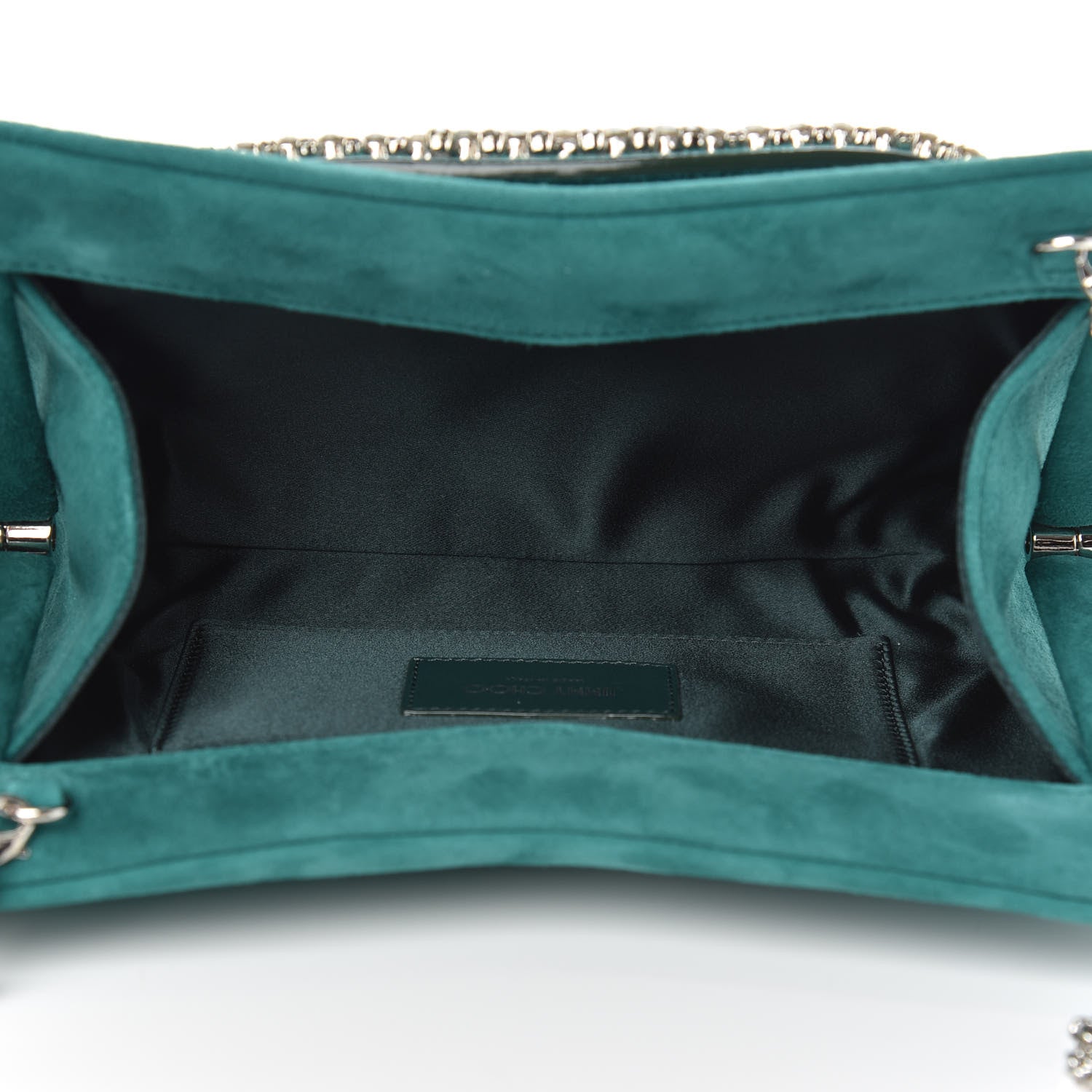 Jimmy Choo Suede Crystal Embellished Venus Clutch Emerald 5 of 9