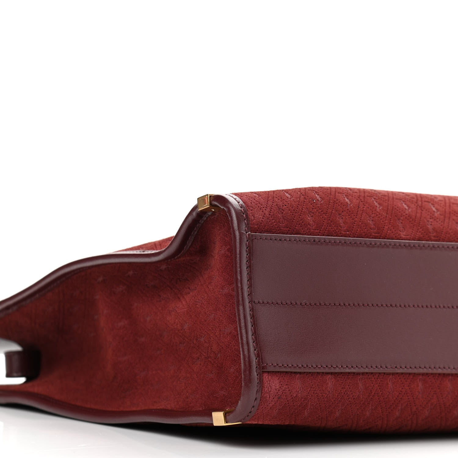 Saint Laurent Suede All-Over Monogram Convertible Tote Red 8 of 11