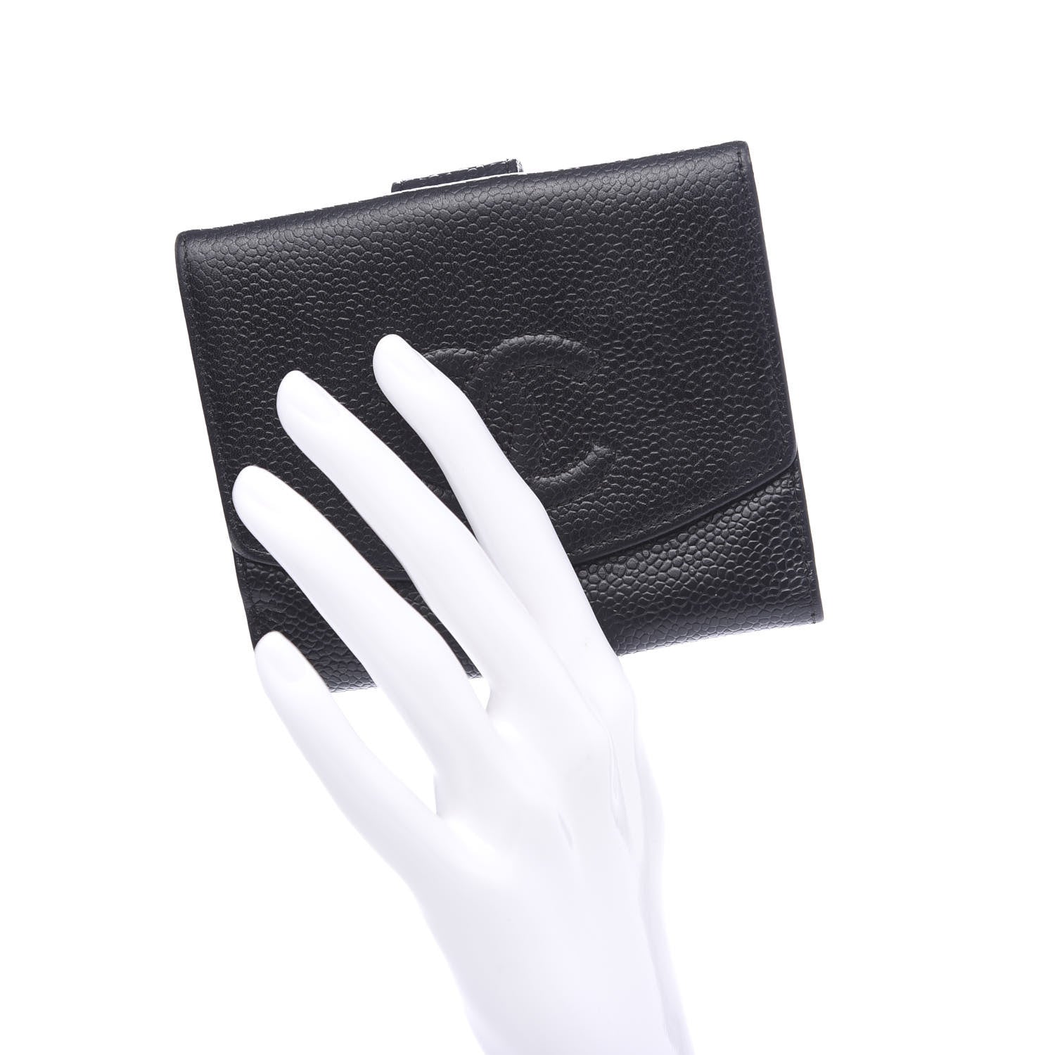 Chanel Caviar Timeless CC Compact French Wallet Black 2 of 9