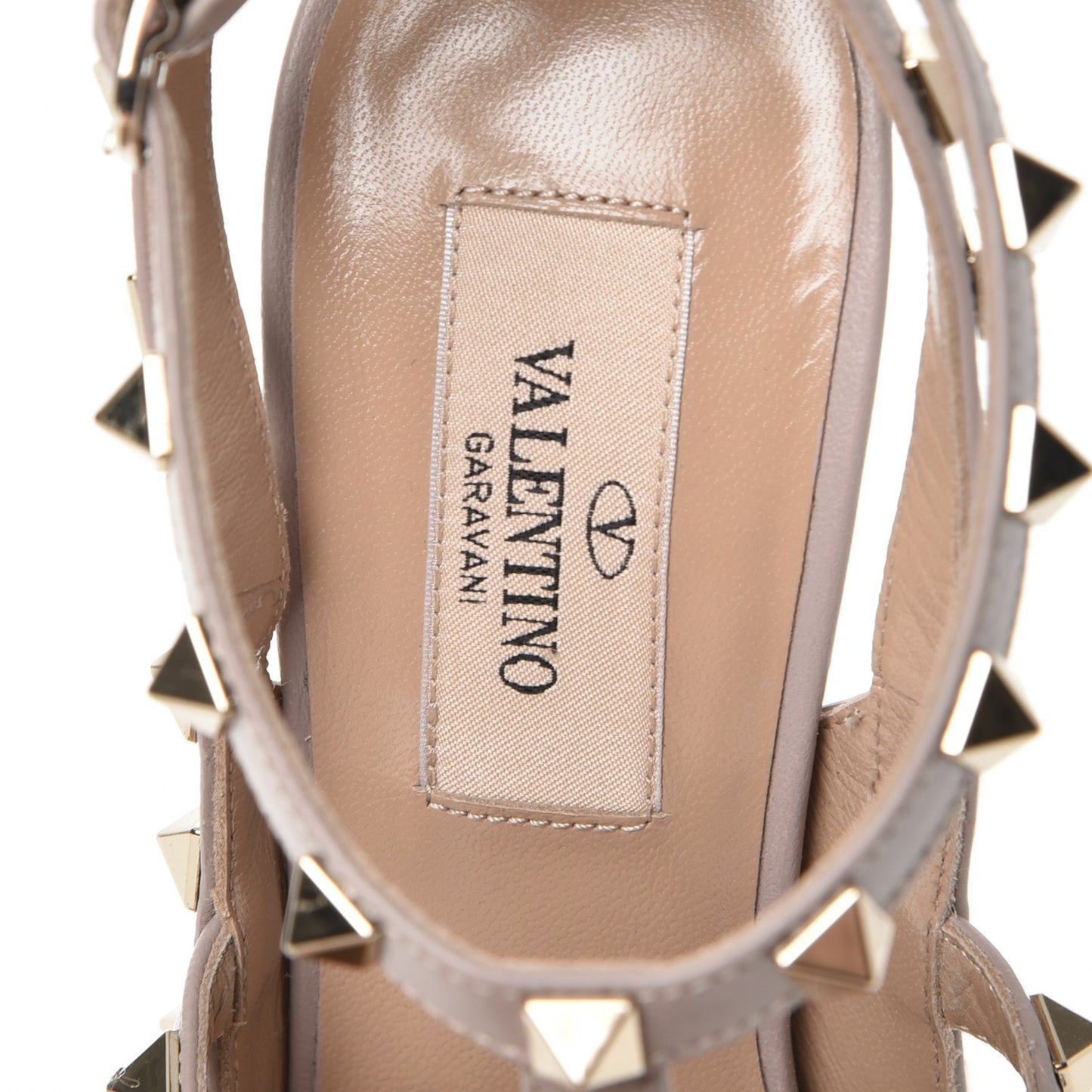 Patent Nappa Rockstud Ankle Strap 100mm Pumps 36.5 Poudre