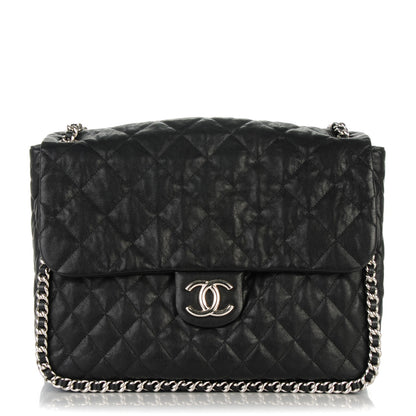 Chanel Washed Lambskin Quilted Maxi Chain Around Flap Black 1 of 7