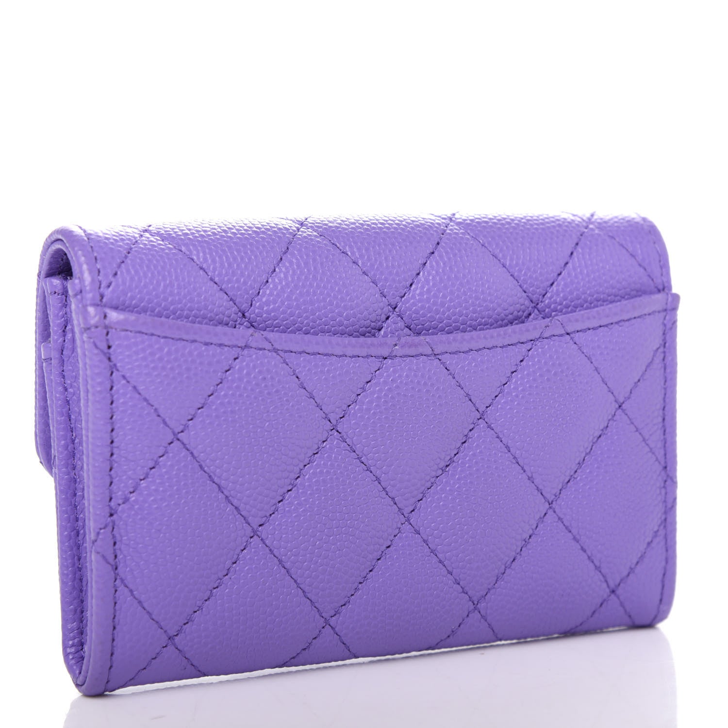 Chanel Caviar Quilted Flap Card Holder Wallet Purple 3 of 9