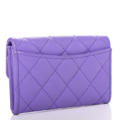 Chanel Caviar Quilted Flap Card Holder Wallet Purple 3 of 9