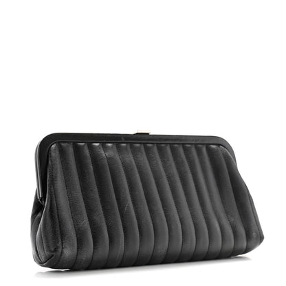 Chanel Lambskin Vertical Quilted Mademoiselle Clutch Black 3 of 9