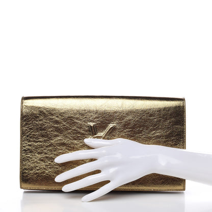Saint Laurent Metallic Calfskin Monogram Large Belle De Jour Clutch Gold 2 of 7