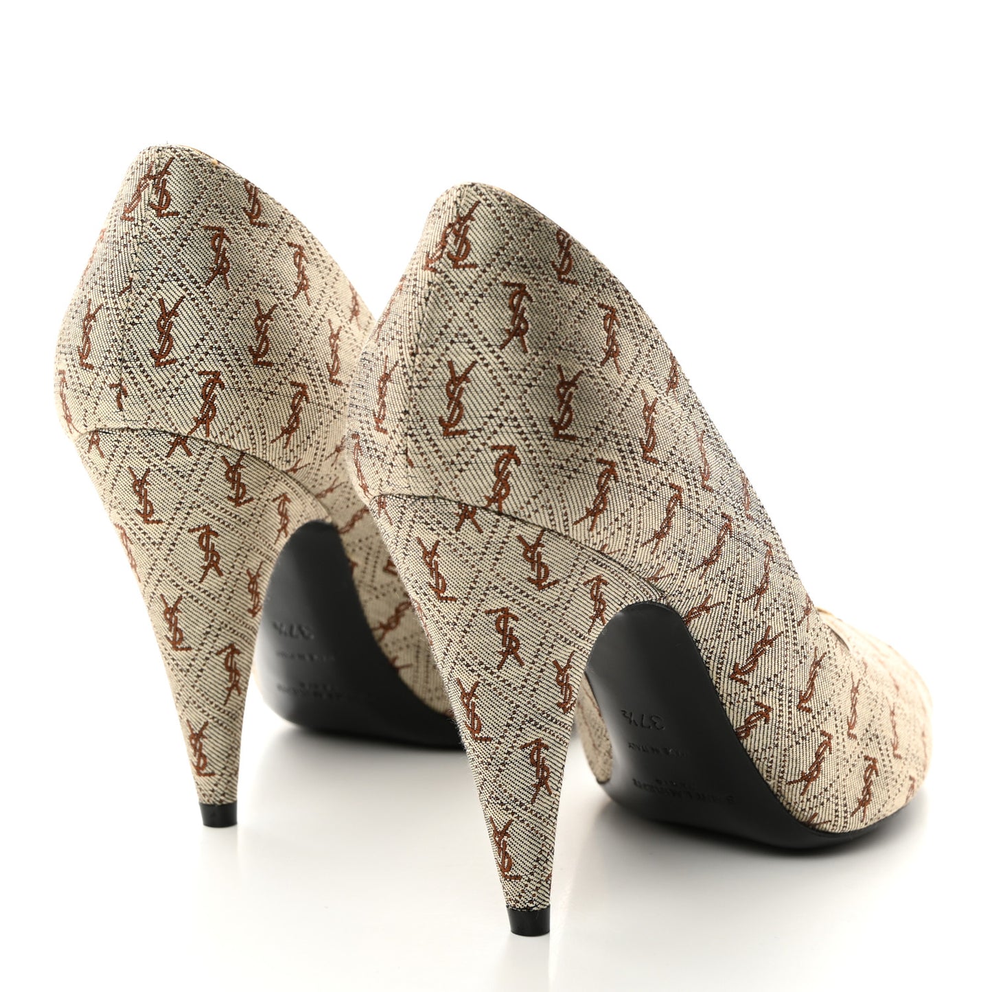 Silk Blend Monogram Lola Cap Toe Pumps 37.5 Beige