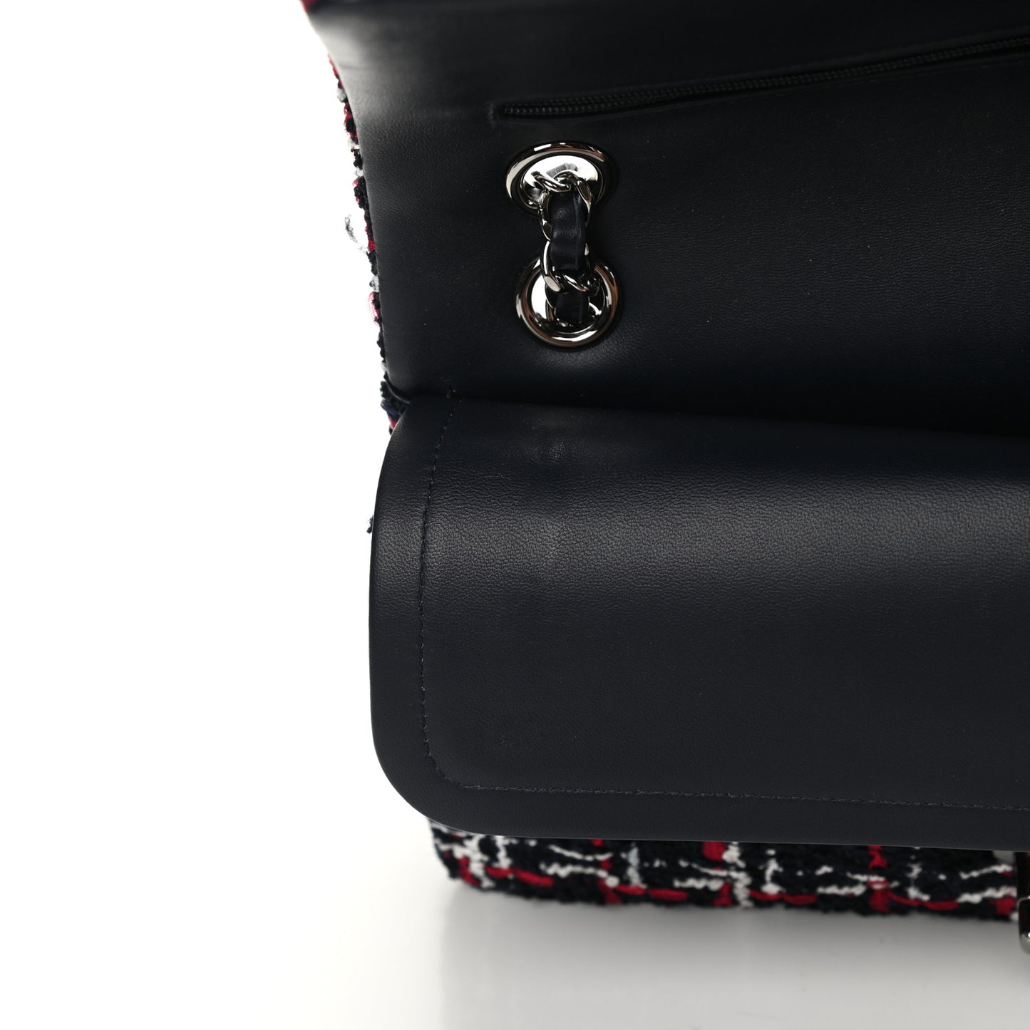 Tweed Quilted Medium Double Flap Navy White Red