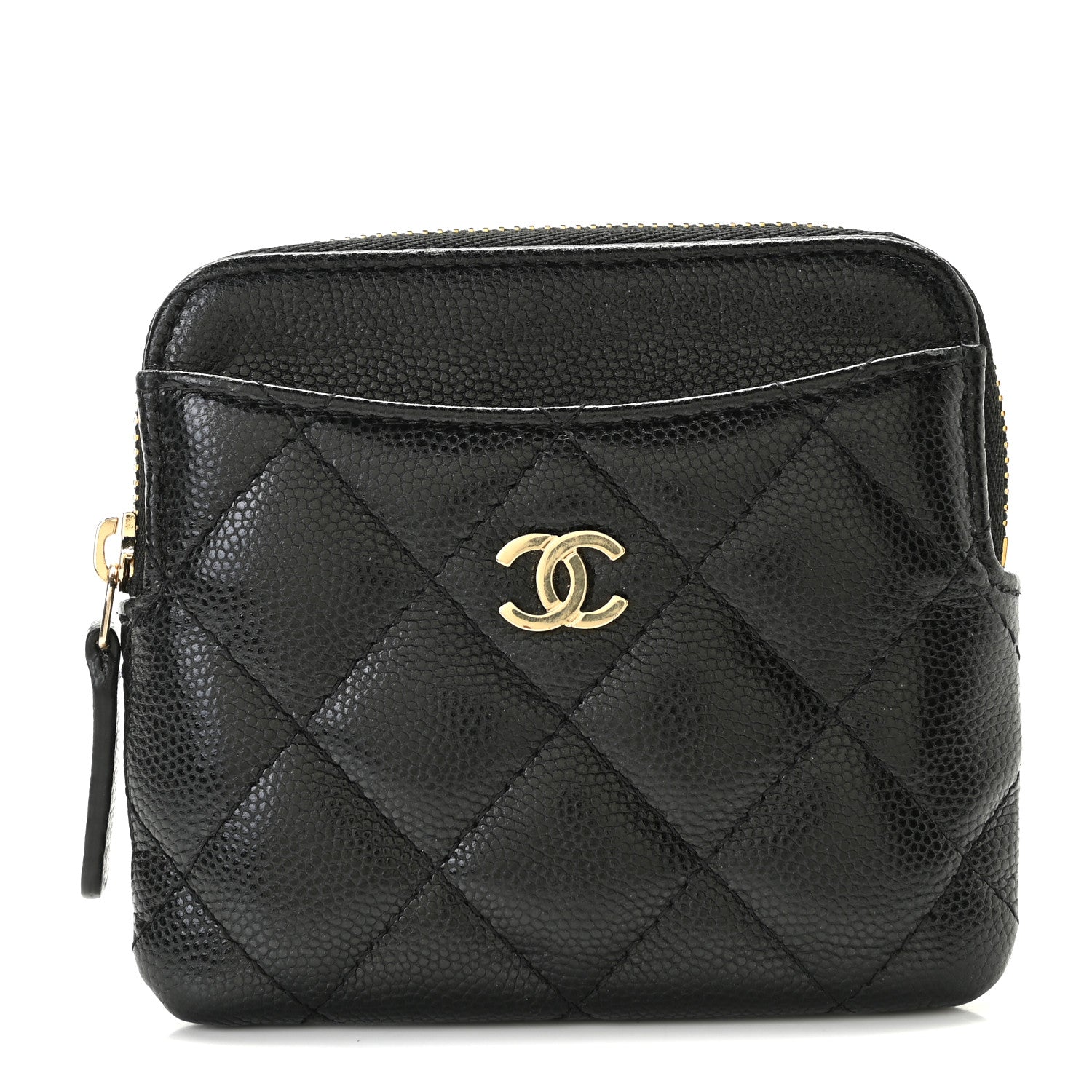 Chanel Caviar Quilted Zip Card Holder Wallet Black 1 of 7