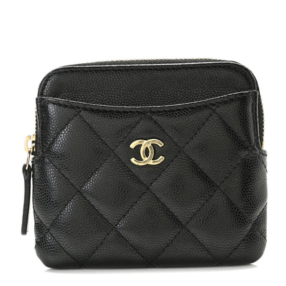 Chanel Caviar Quilted Zip Card Holder Wallet Black 1 of 7