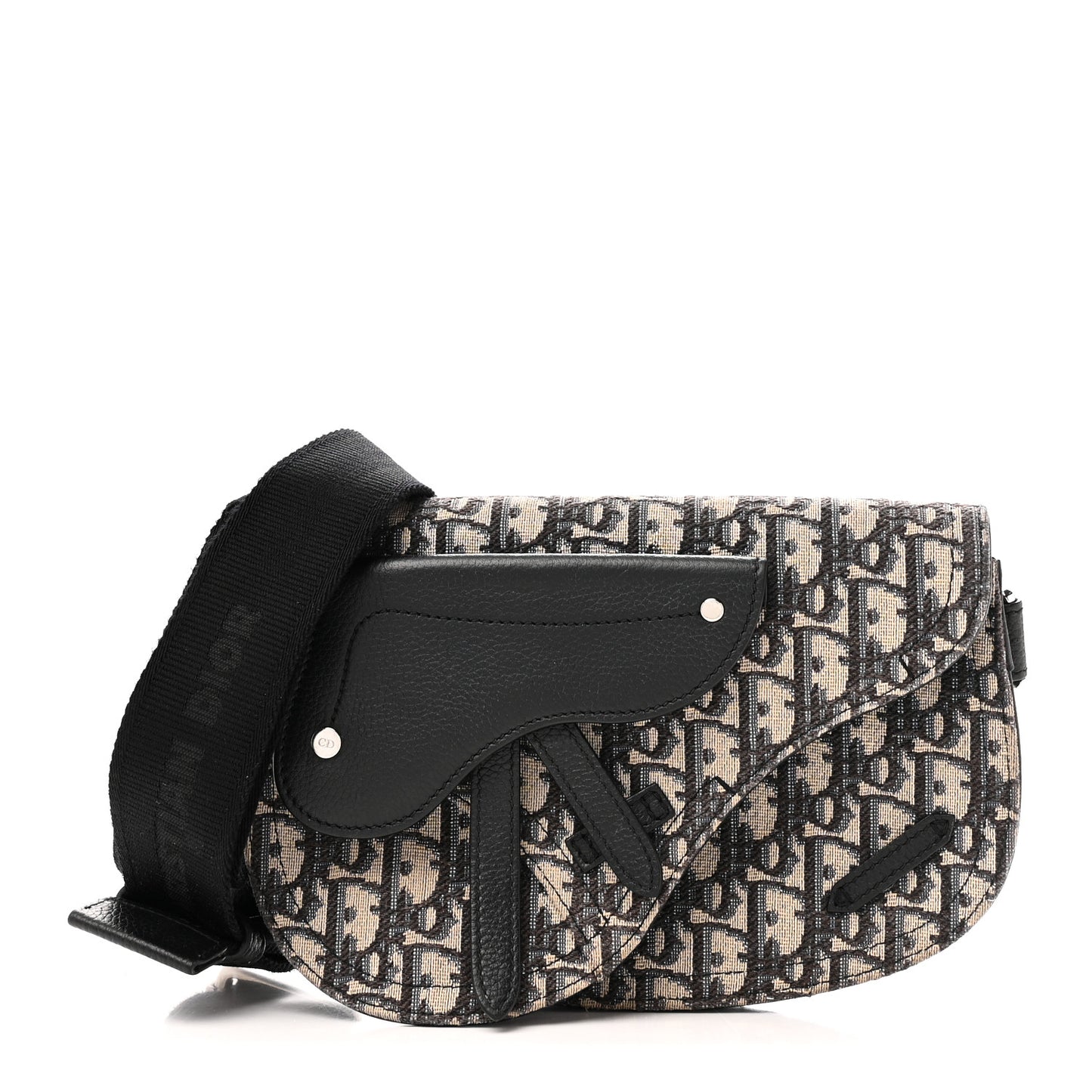 Oblique Saddle Messenger Pouch Beige Black