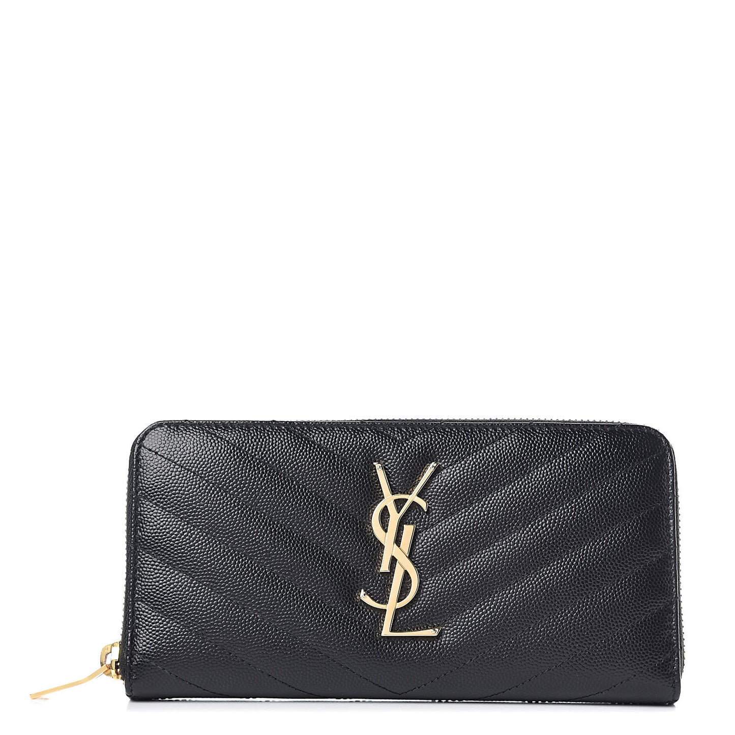 Grain De Poudre Matelasse Chevron Monogram Zip Around Wallet Black