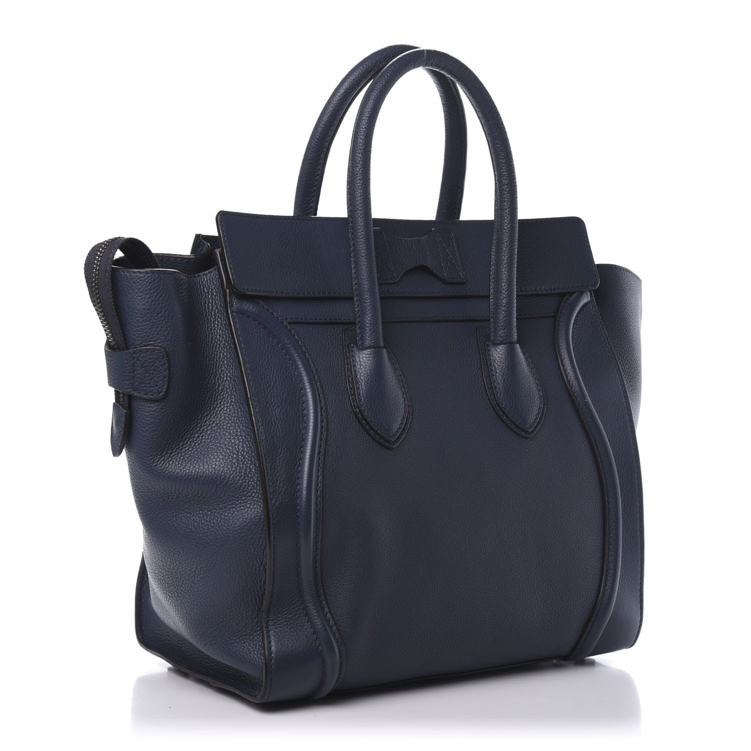 Celine Drummed Calfskin Mini Luggage Blue 3 of 9