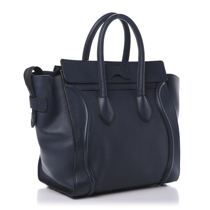 Celine Drummed Calfskin Mini Luggage Blue 3 of 9