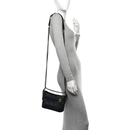 Chanel Aged Calfskin Quilted Small Gabrielle Hobo Black 2 of 12