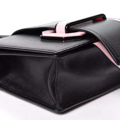 Prada City Calf Plex Ribbon Bag Black Rosa 7 of 8