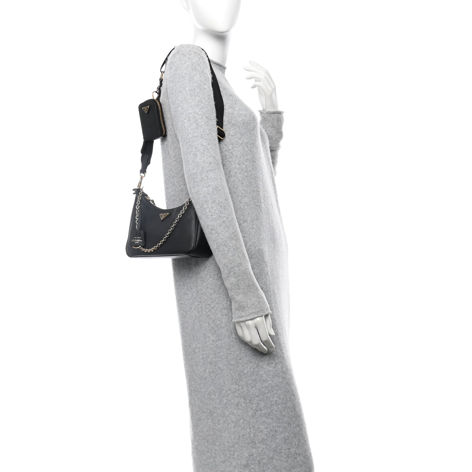 Prada Saffiano Lux Re-Edition 2005 Shoulder Bag Black 2 of 11