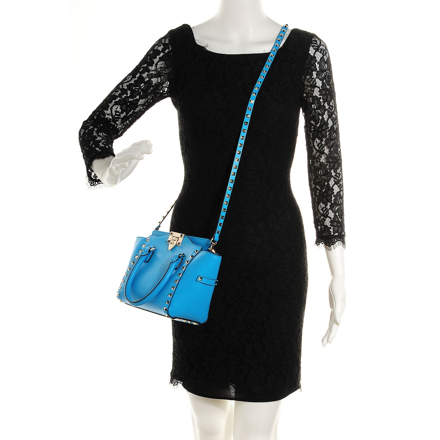 Vitello Mini Rockstud Double Handle Tote Parrot