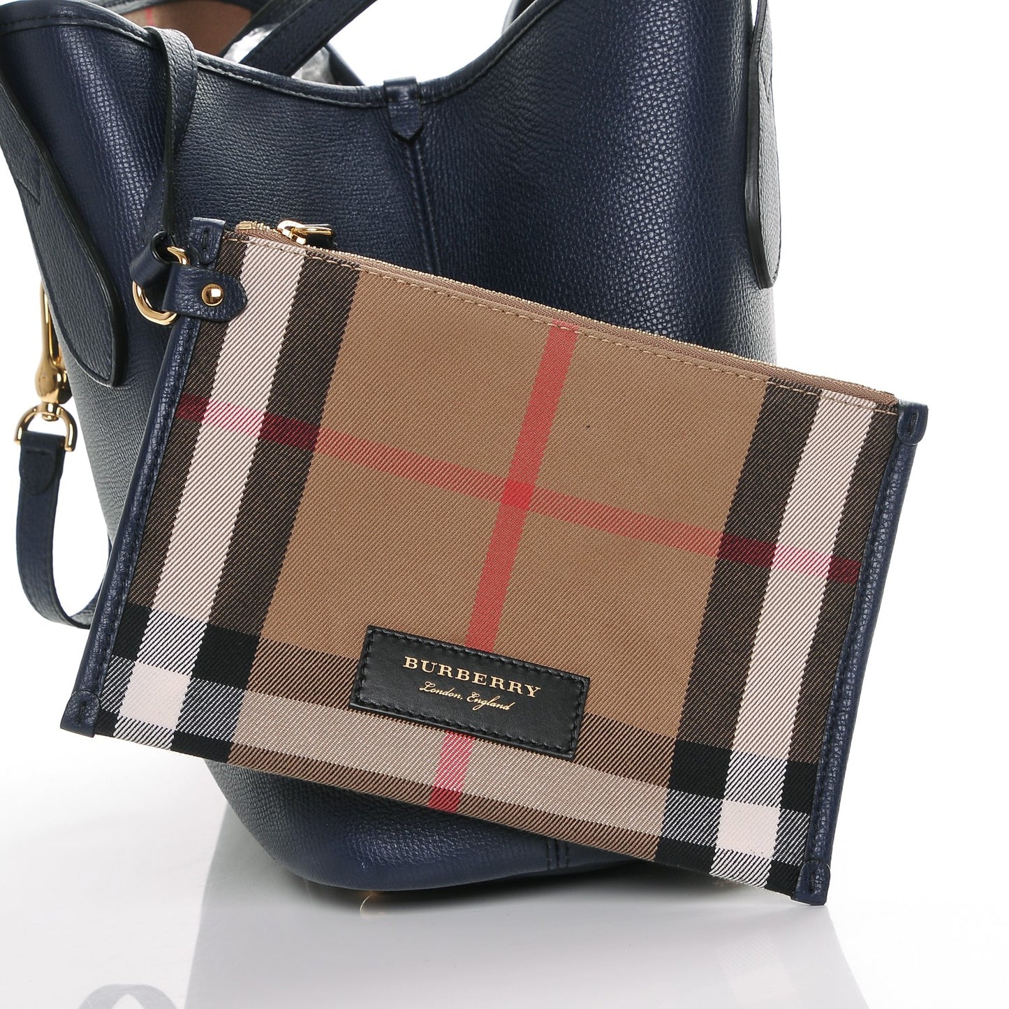 Grainy Calfskin Medium Honeybrook Tote Navy