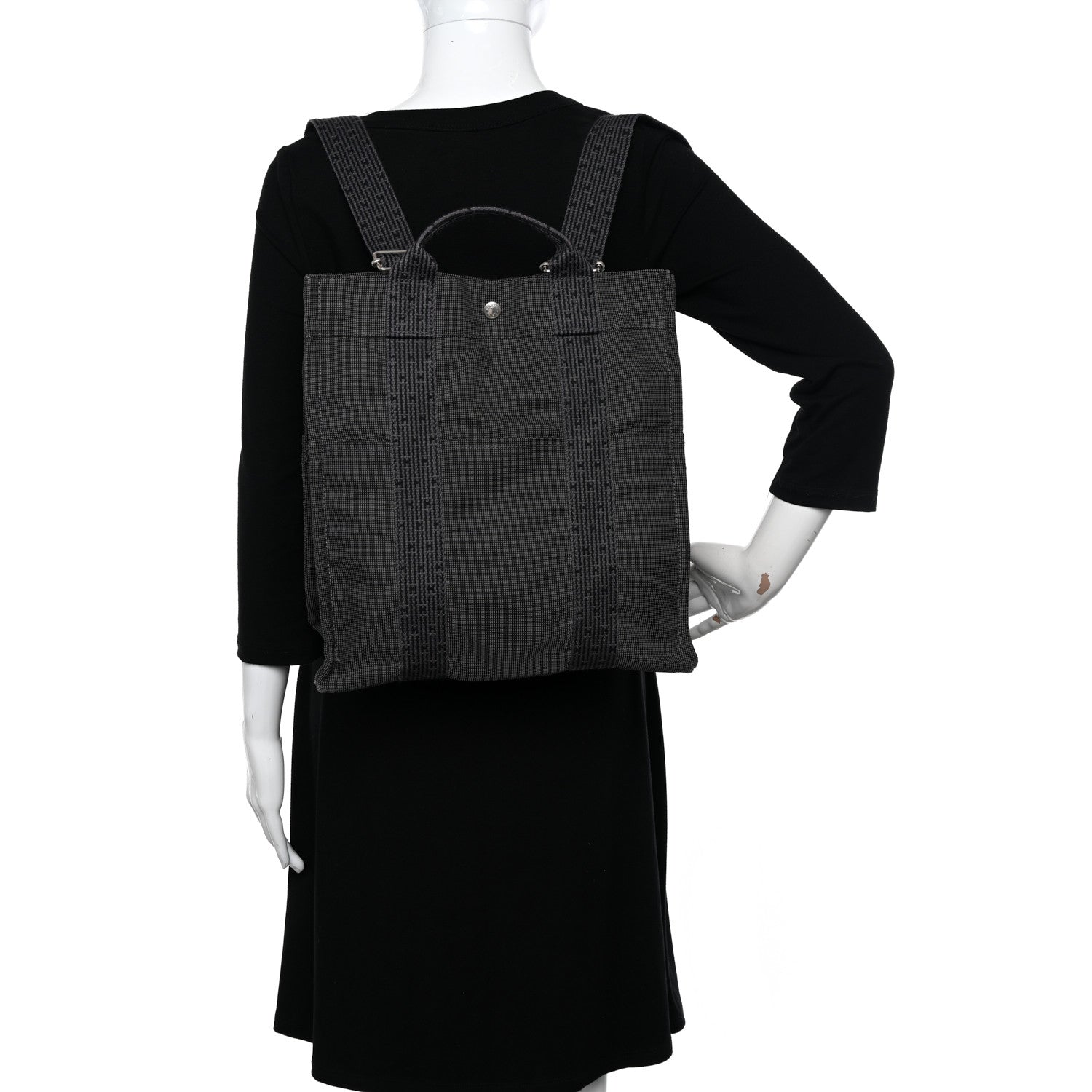 Hermes Canvas Herline Backpack Grey 2 of 12