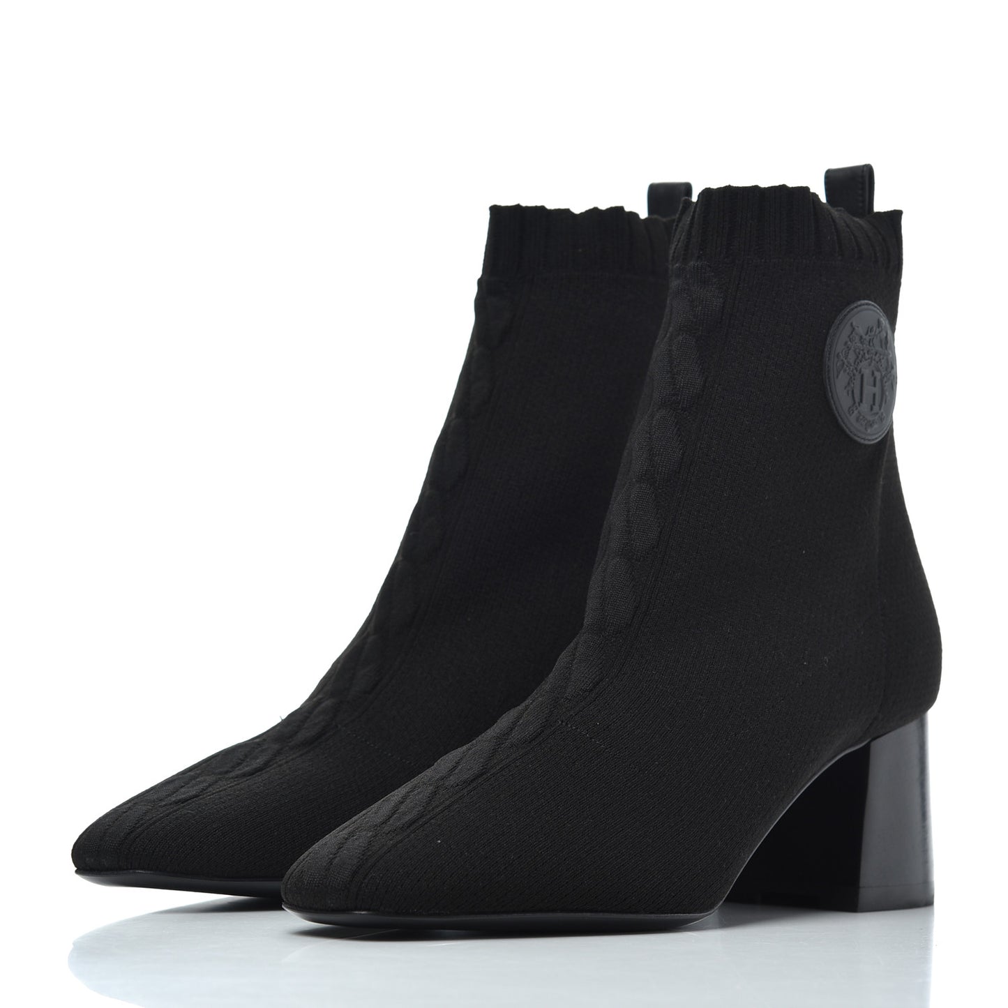 Knit Calfskin Volver Ankle Boots 37.5 Black