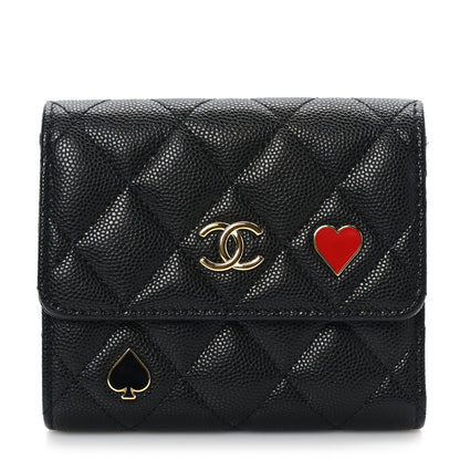 Chanel Caviar Quilted Enamel Coco Casino Compact Flap Wallet Black 1 of 8