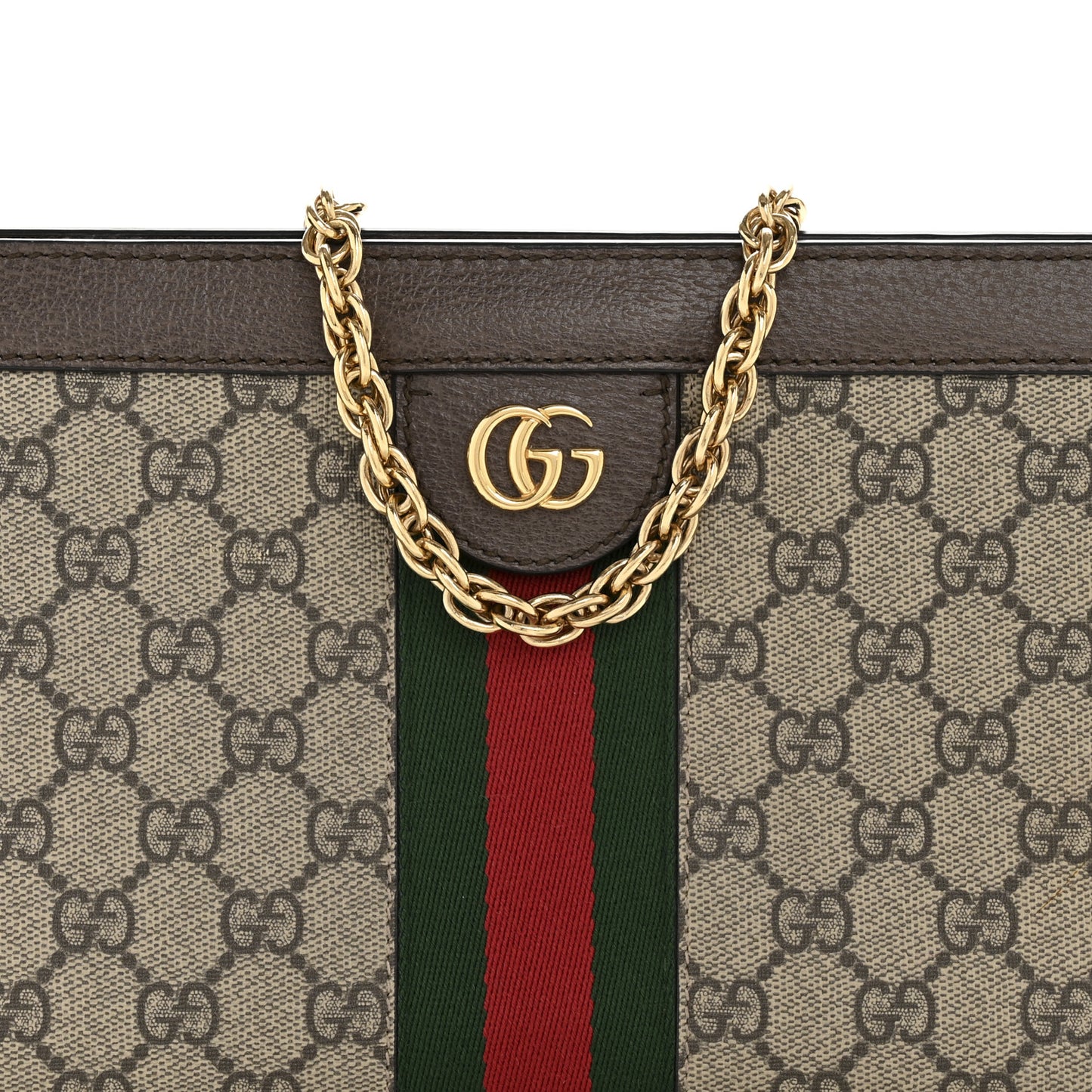 GG Supreme Monogram Web Small Ophidia Chain Shoulder Bag Brown