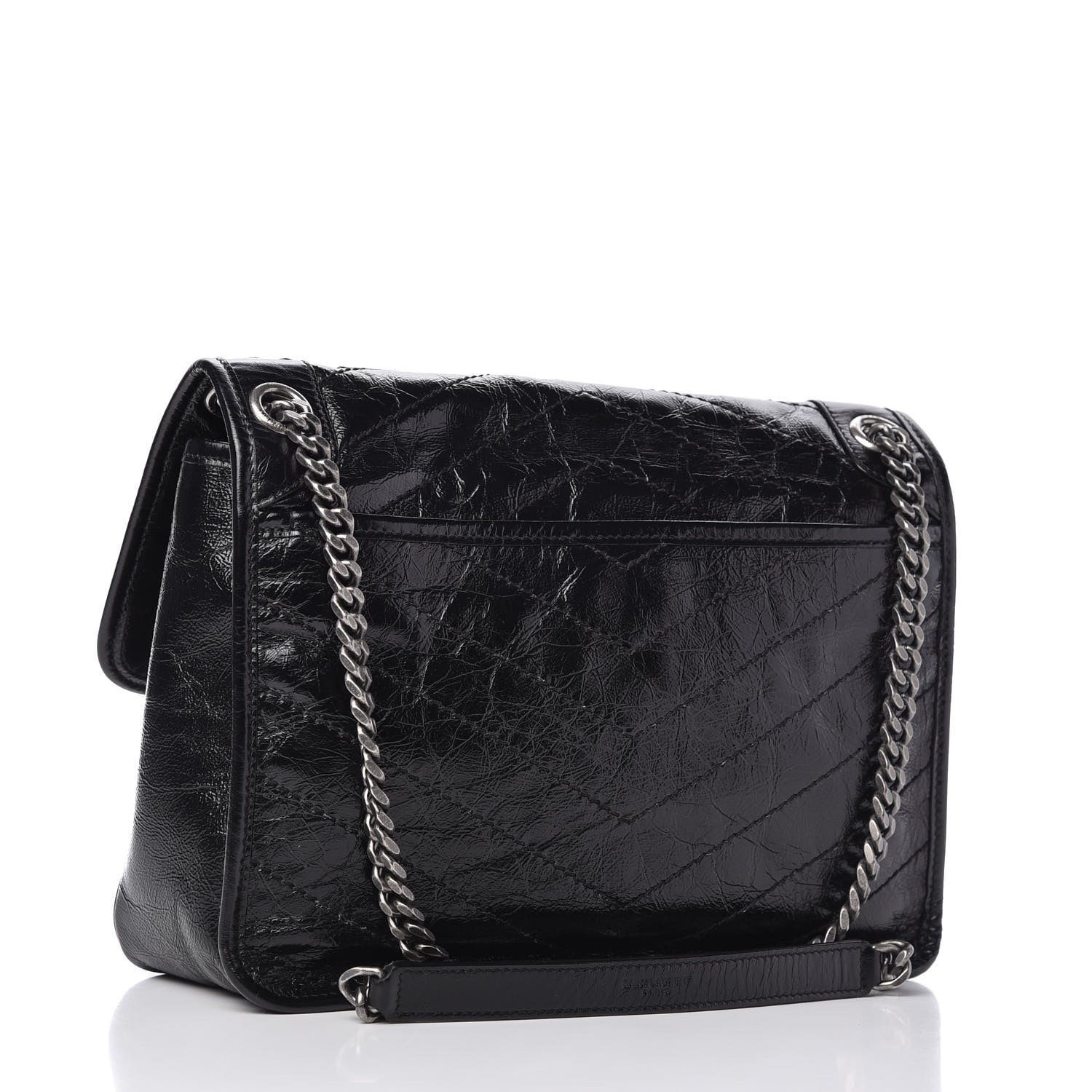 Saint Laurent Crinkled Calfskin Matelasse Monogram Medium Niki Chain Satchel Black 3 of 10