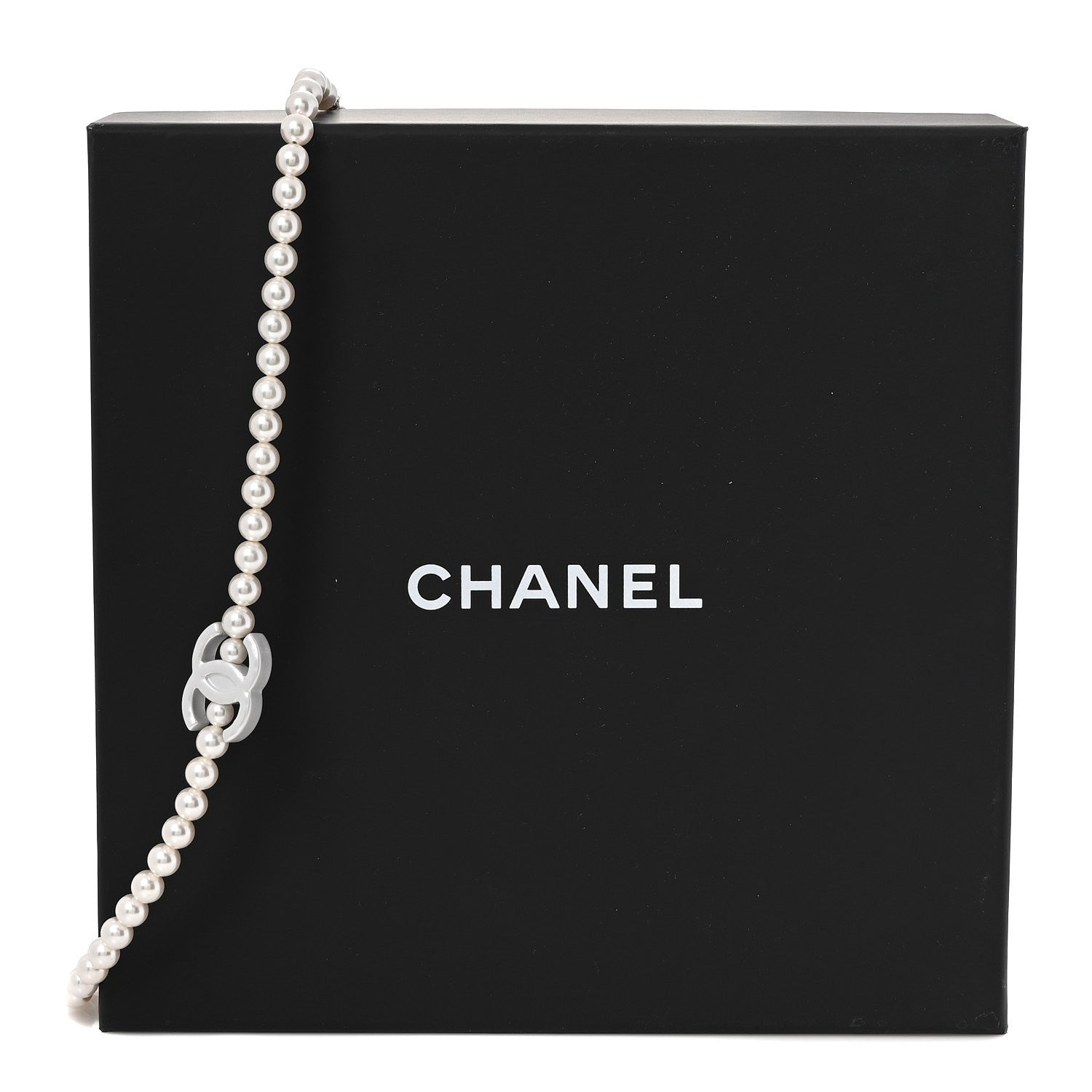 Chanel Pearl Resin CC Choker Necklace Pearly White Silver 5 of 6