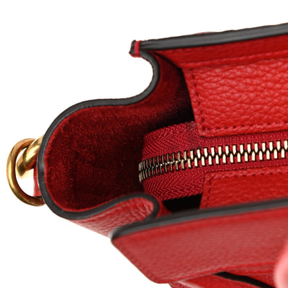 Celine Drummed Calfskin Nano Luggage Coquelicot 10 of 10