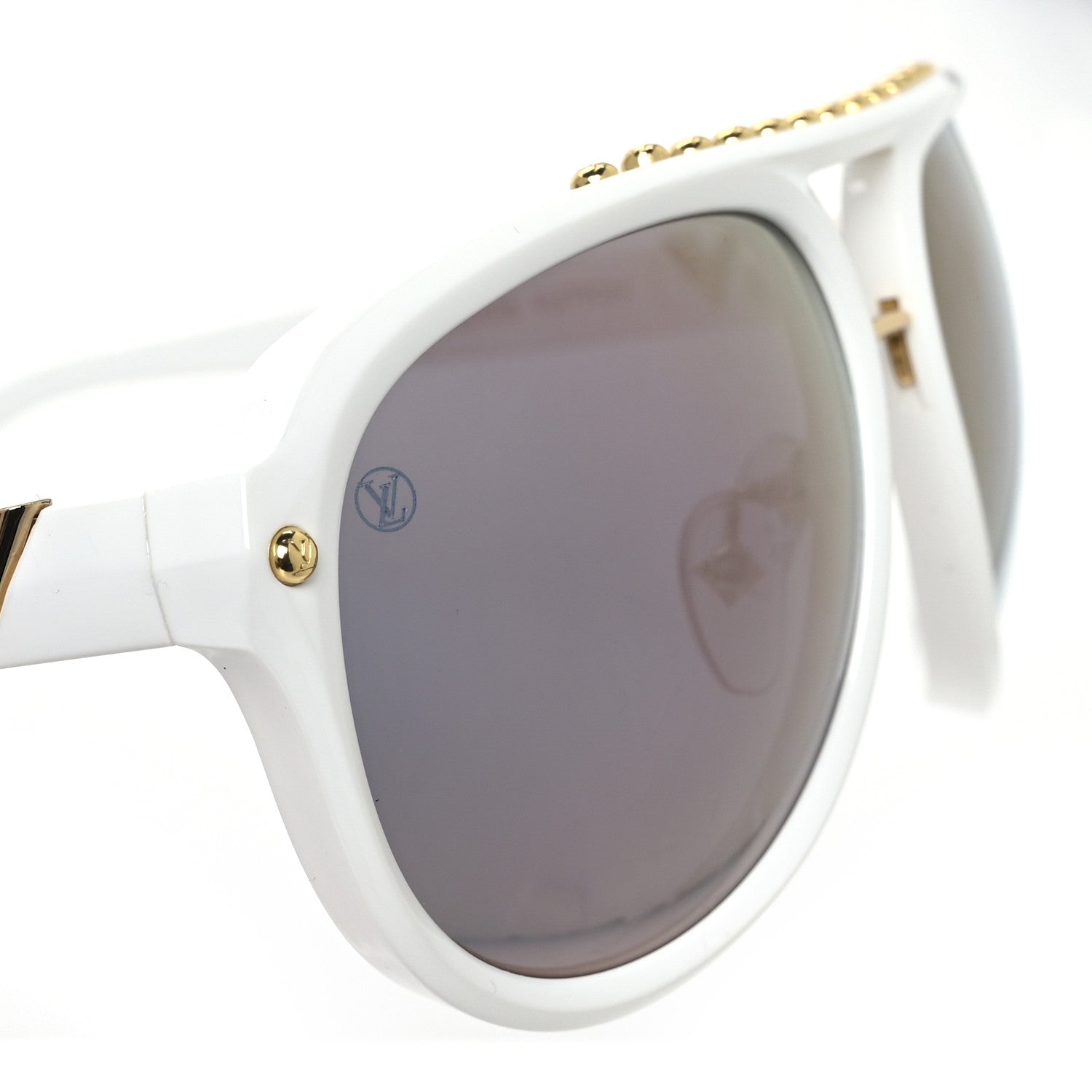 Louis Vuitton Acetate Aviator Serpico Studded Sunglasses Z2358W White 8 of 9