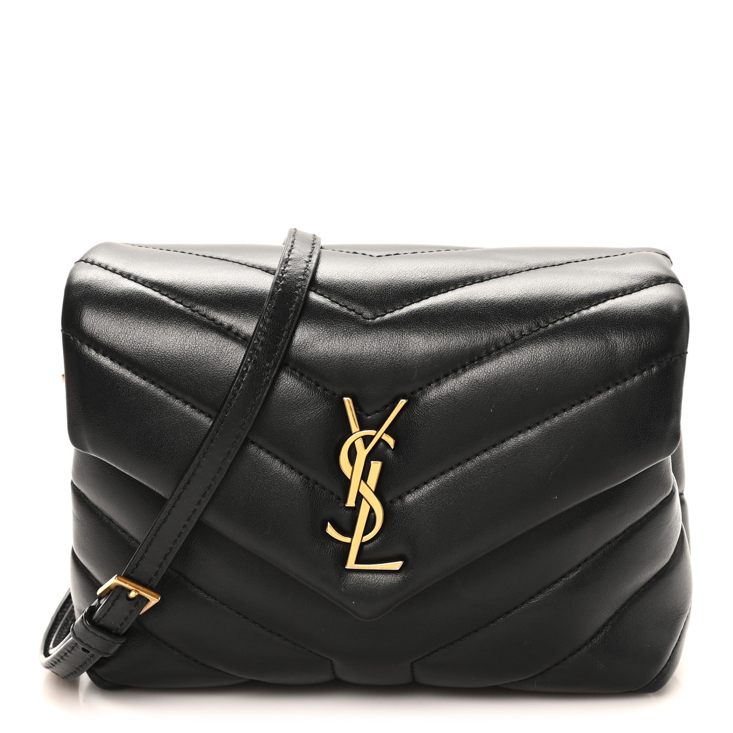 Calfskin Y Quilted Monogram Toy Loulou Crossbody Bag Black
