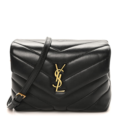 Saint Laurent Calfskin Y Quilted Monogram Toy Loulou Crossbody Bag Black 8 of 10