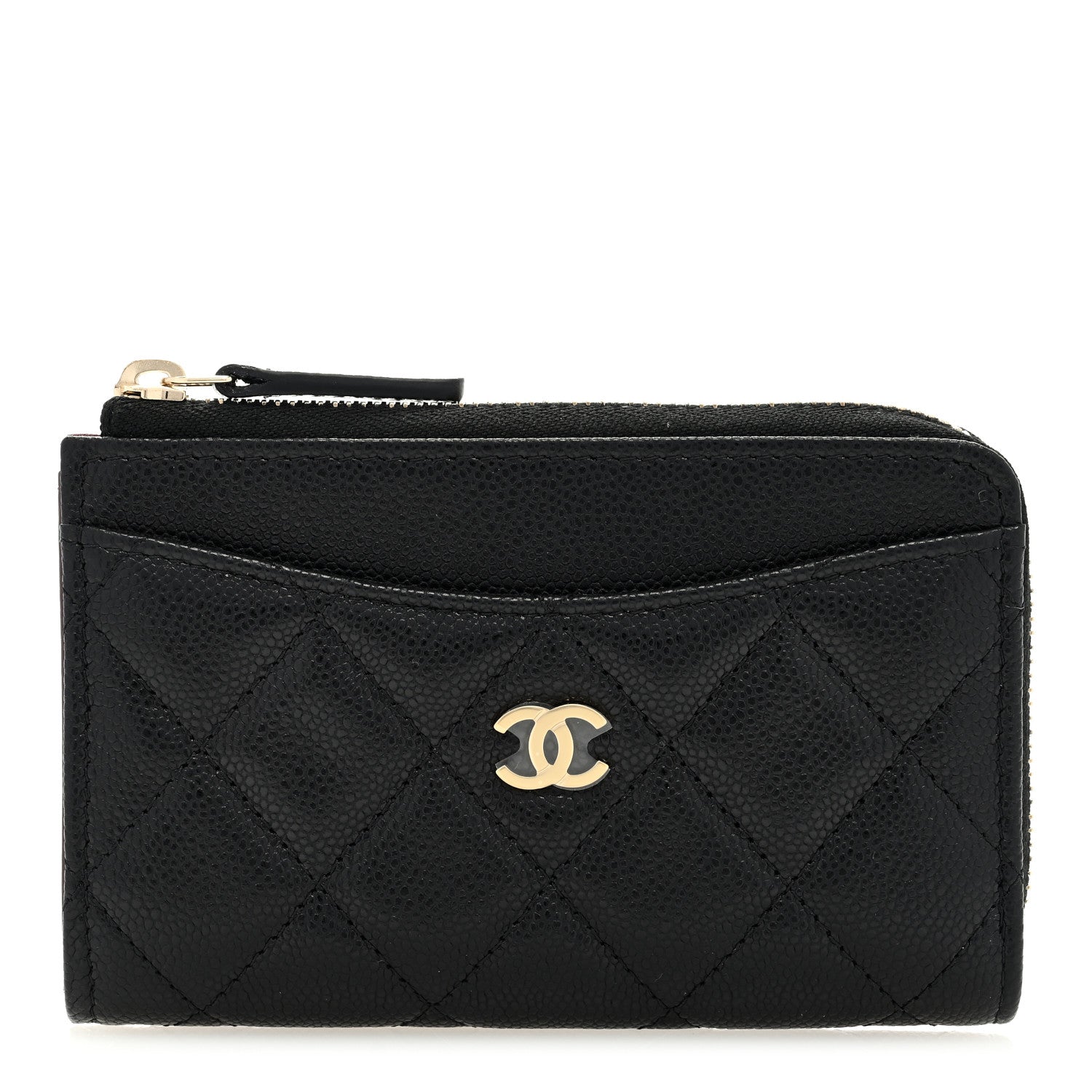 Chanel Caviar Quilted CC Zip Around Card Holder Black 1 of 8