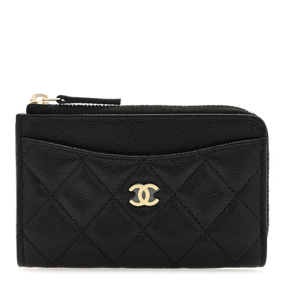 Chanel Caviar Quilted CC Zip Around Card Holder Black 1 of 8