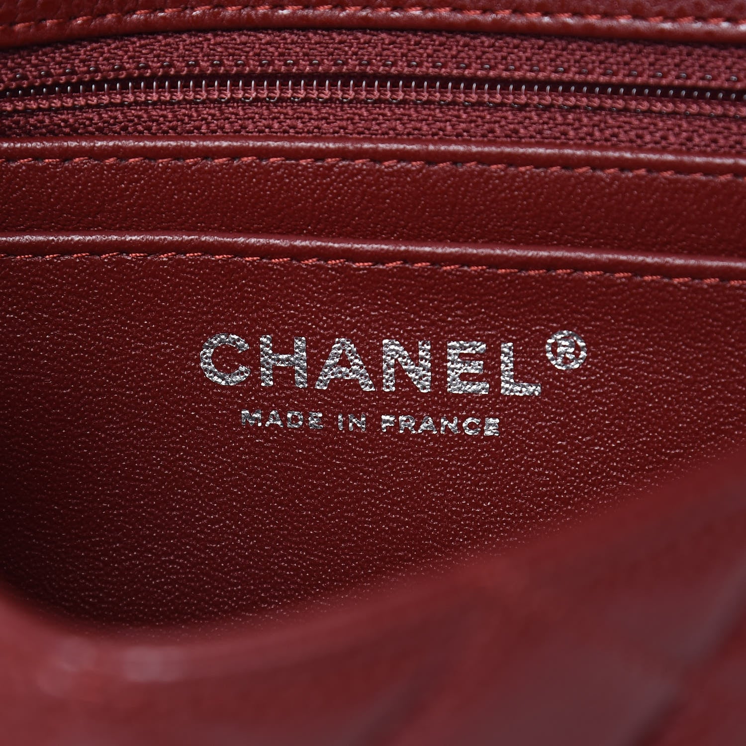 Chanel Caviar Quilted Mini Rectangular Flap Dark Red 6 of 8