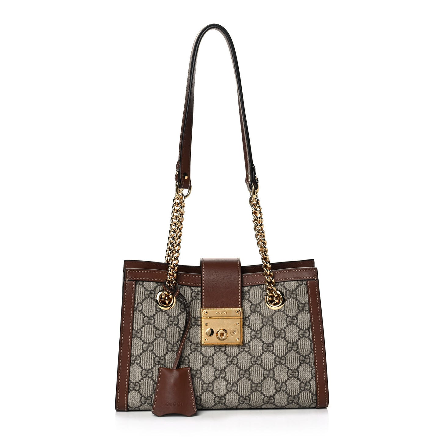 GG Supreme Monogram Calfskin Small Padlock Tote Beige Ebony Tuscany
