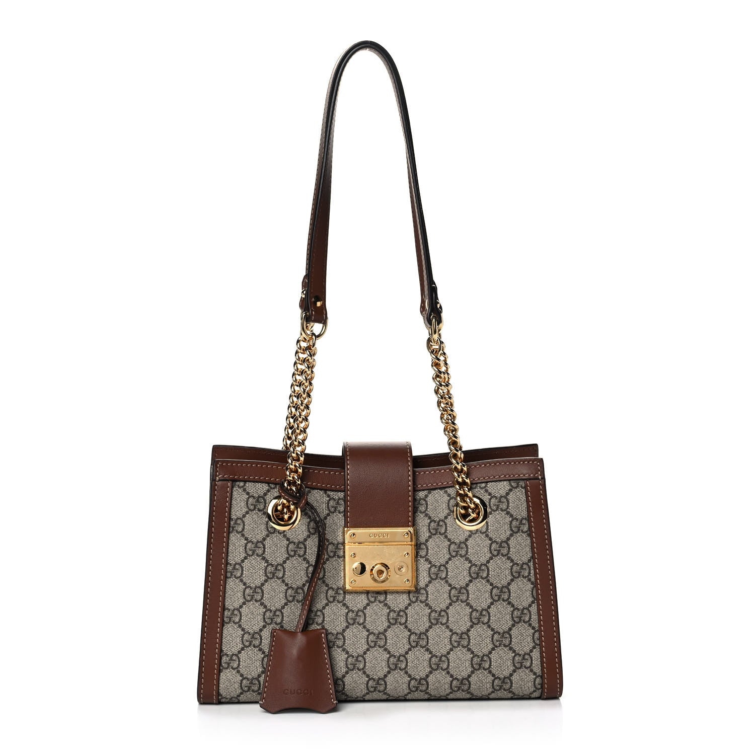 Gucci GG Supreme Monogram Calfskin Small Padlock Tote Beige Ebony Tuscany 1 of 12