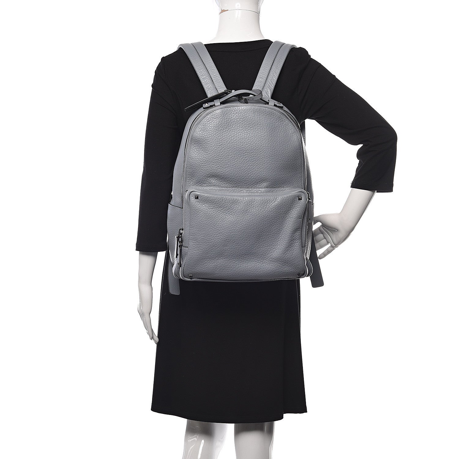Valentino Garavani Grained Calfskin Rockstud Backpack Blue 2 of 9