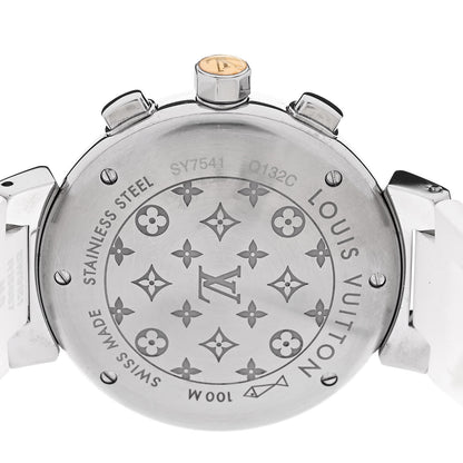 Louis Vuitton Stainless Steel Rubber Mother of Pearl 34mm Tambour Lovely Cup Quartz Watch 4 of 4