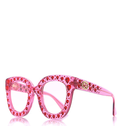 Gucci Acetate Crystal Heart GG0116S Sunglasses Fuchsia 1 of 7