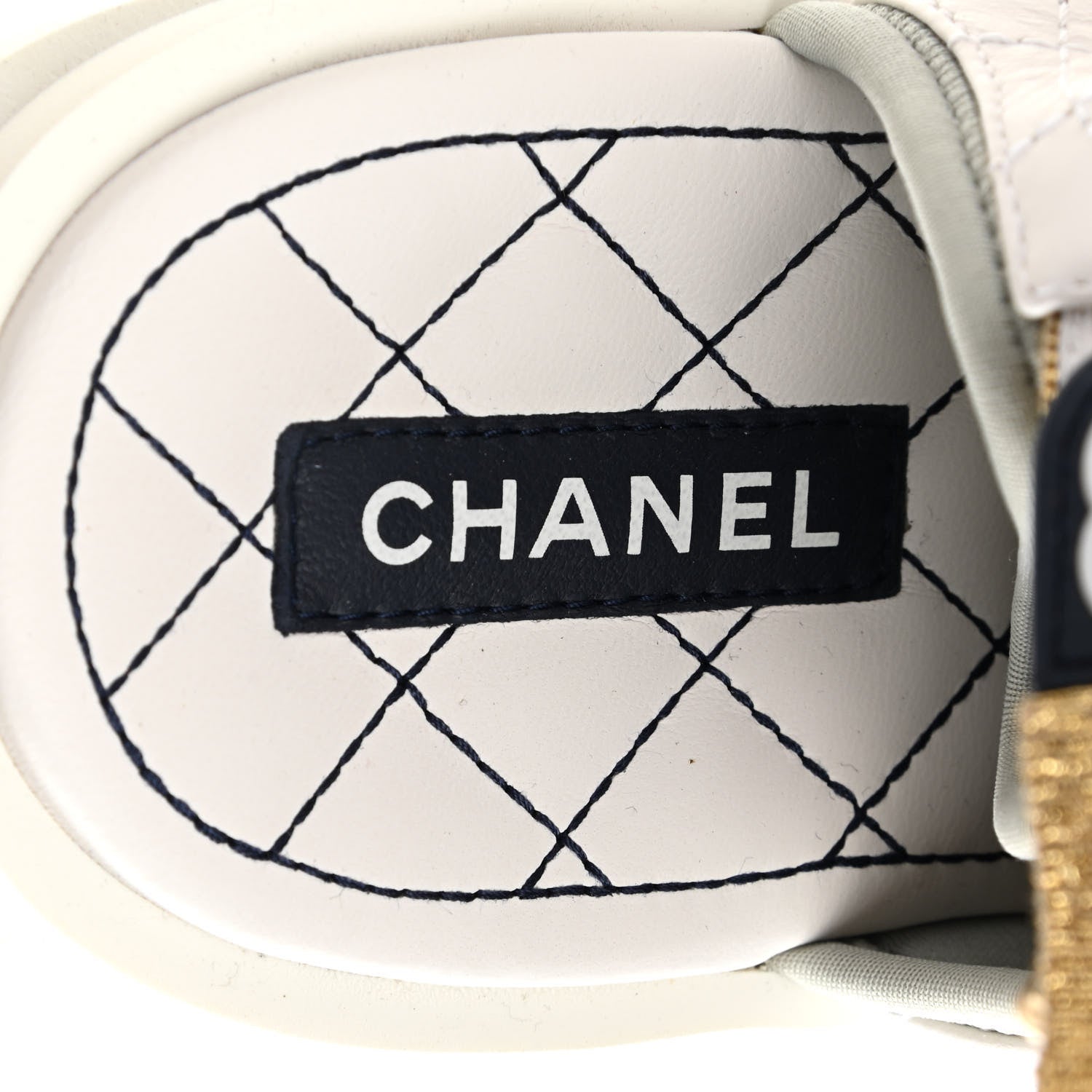 Chanel Goatskin Fabric Gladiator Sandals 38.5 White Light Grey Navy Blue 7 of 8