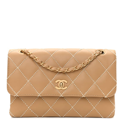 Chanel Calfskin Quilted Medium Wild Stitch Flap Beige 1 of 10
