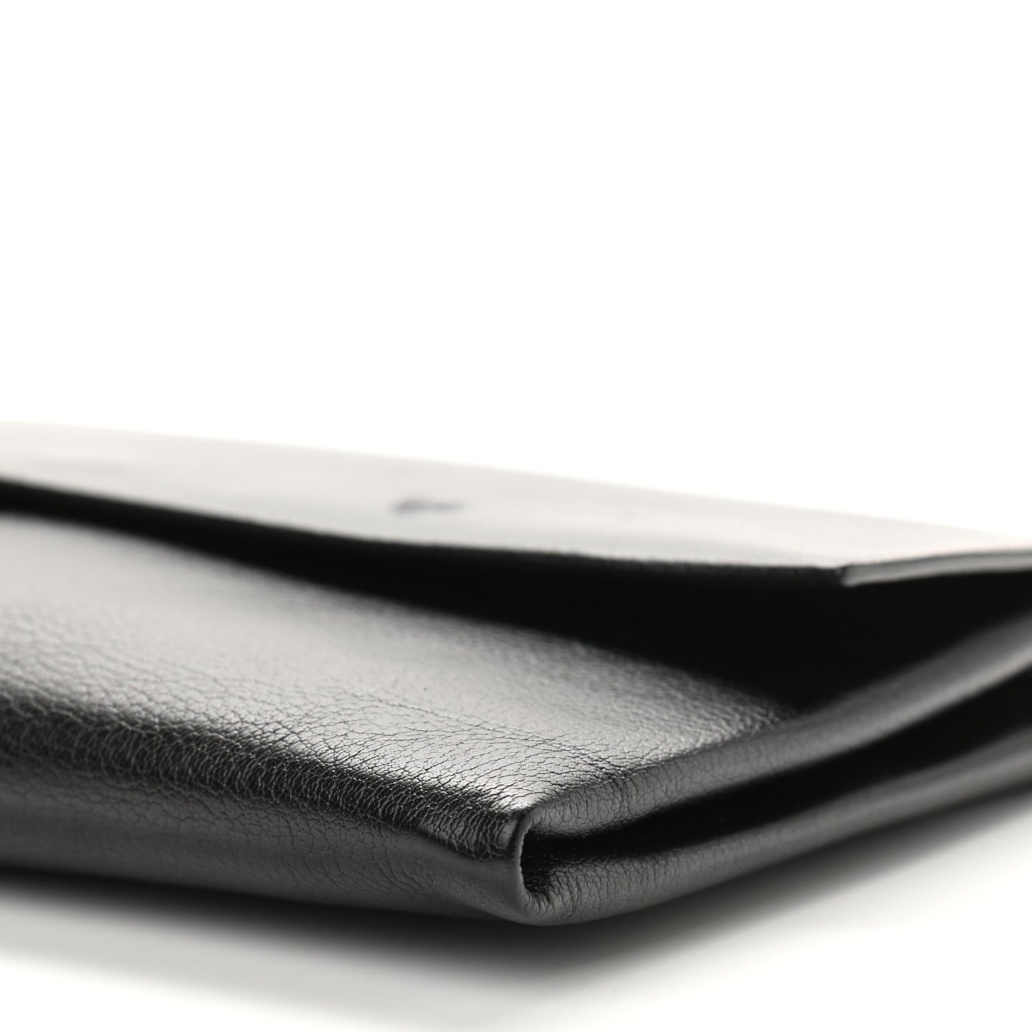 Goatskin Folded Clutch With Strap Black